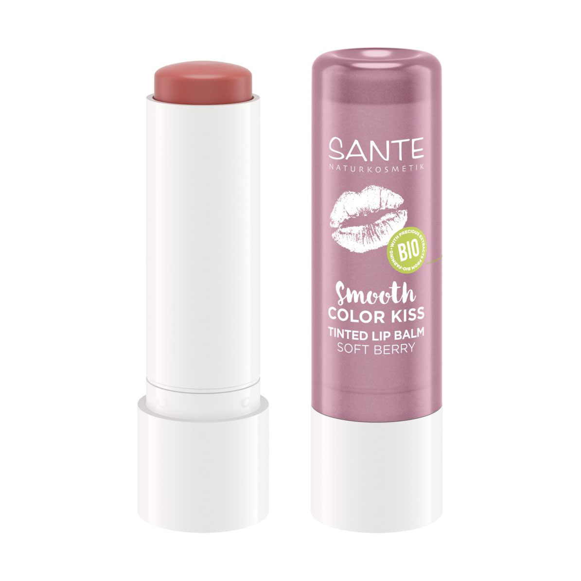 Тонувальний біо-бальзам для губ Sante Smooth Color Kiss Tinted Lip Balm 02 Soft Berry, 4.8 г
